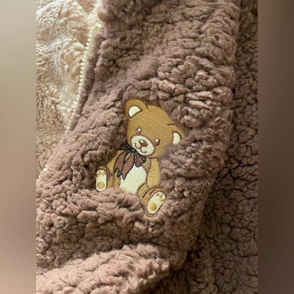 NWT Boutique Reversible Teddy Bear Hooded Sweatshirt - Picture 3 of 6